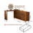 Makeup Vanity Desk with Mirror and Lights, 60-100 inch Extendable Mid Century Walnut Makeup Dresser Combo with 55 Inch 6 Drawer Dresser and L Shaped Vanity Desk, Without Stool, Brown