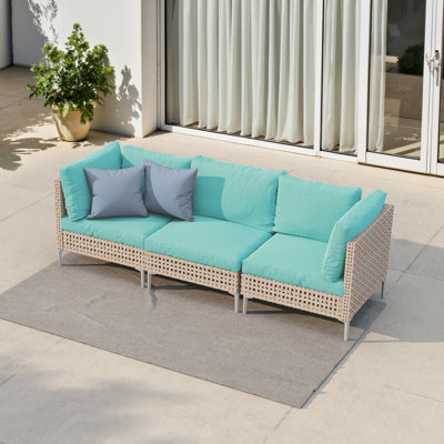 Wicker 3-Seat Sectional Sofa with Cushions