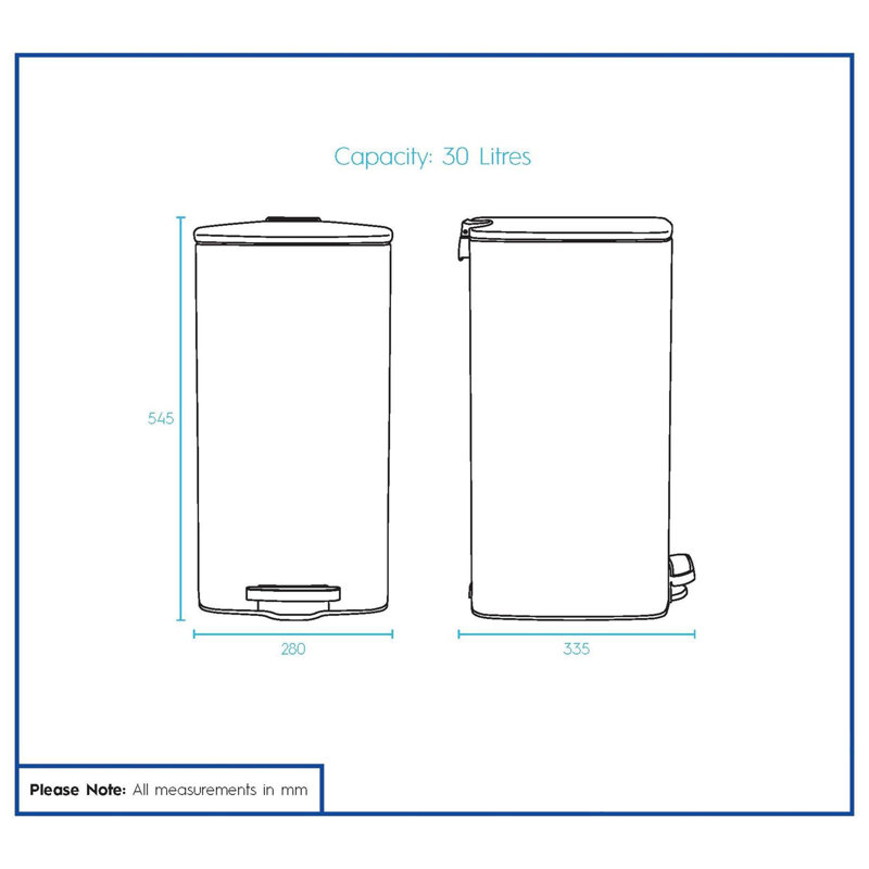 Stainless Steel Step On Kitchen Trash Can - 30L