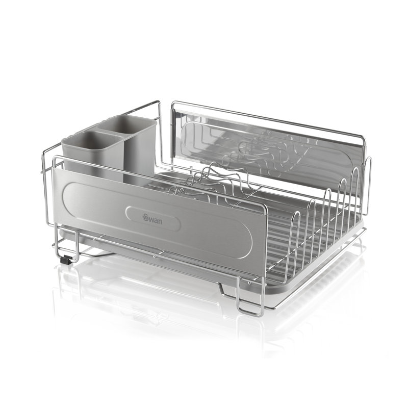 Swan SWKA5050N Dish Rack, Rust Resistant Dish Drainer with Anti Slip Feet and Drip Tray, Chrome