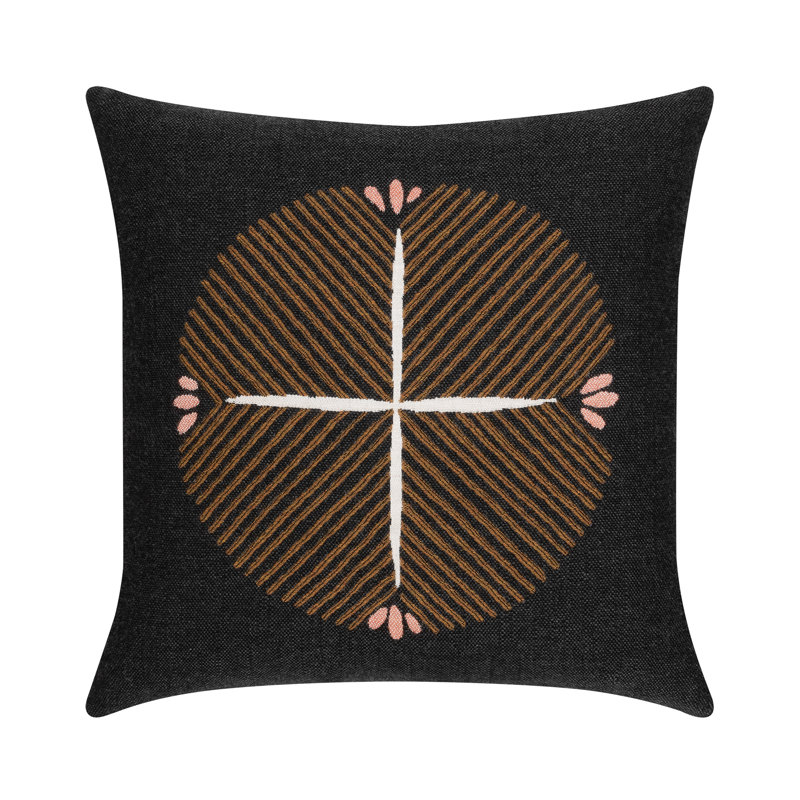 Direction Sunbrella® Throw Square Indoor/Outdoor Pillow Cover & Insert by Elaine Smith, Indigo, 20"H X 20"W