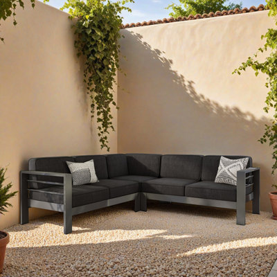 Canapé modulaire en L pour patio avec table d'appoint, canapé modulaire pour l'extérieur