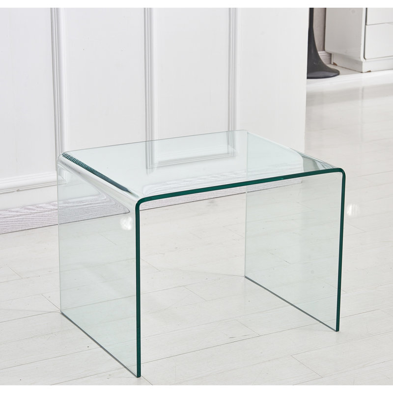 Table d'appoint transparente - Ajoute une touche de modernité à votre intérieur. Table de bout en verre courbé. Facile à nettoyer et à entretenir pour un look impeccable.
