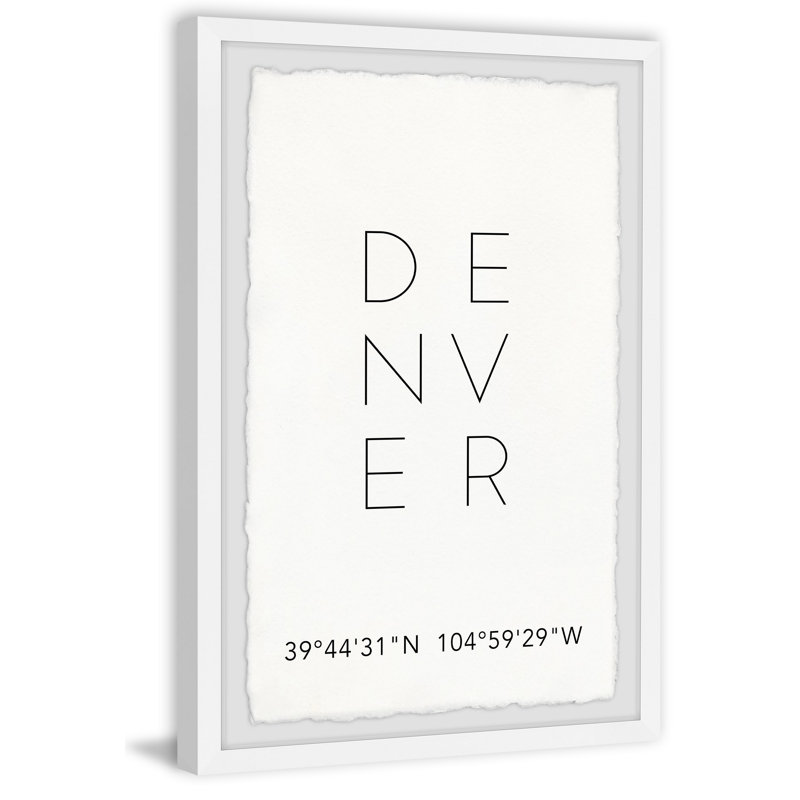 Denver GPS - Cadre photo, impression d'art textuel sur papier, H 24 po x l 16 po x P 1,5 po