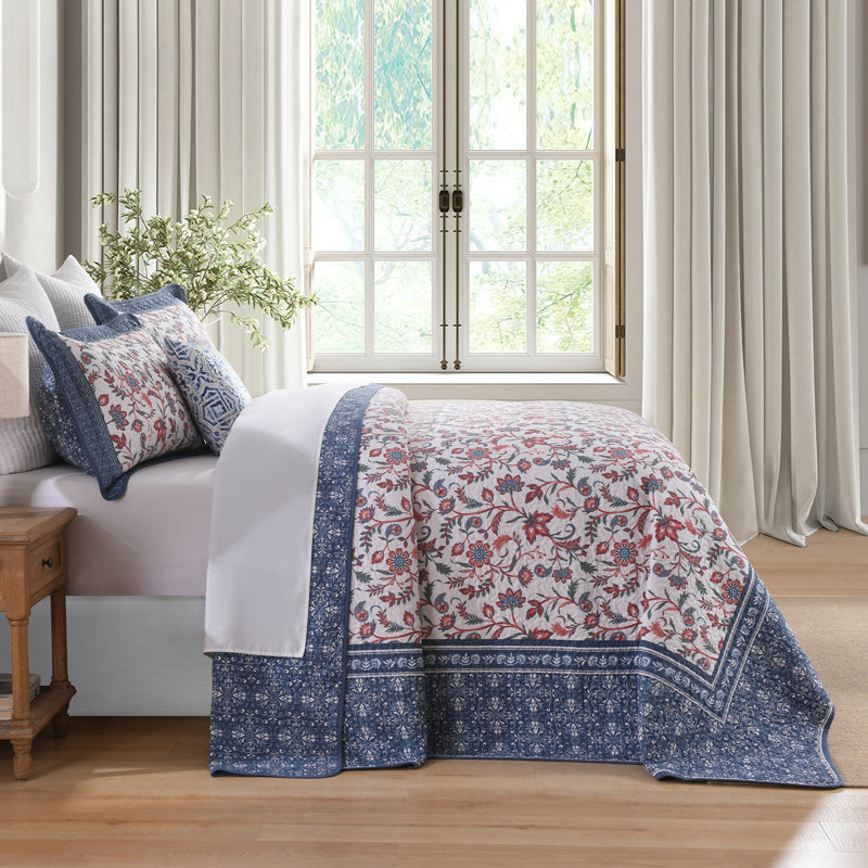 DDUOXIN Botanical Floral 100% Cotton Oversized Quilted Bedspreads Bedding Sets - 1 Bedspread with 2 Pillow Shams