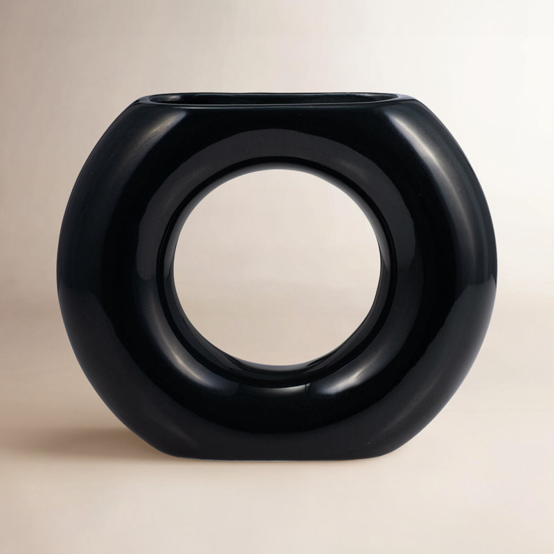 Vase en grès cérame Tocara, Marine, H 5 po x l 7 po x P 2 po