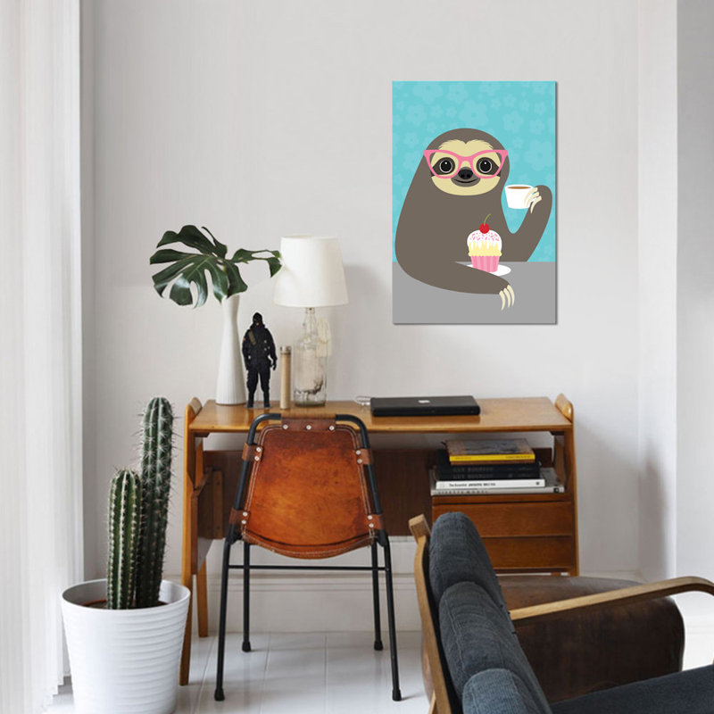 «Diva Sloth», reproduction sur toile tendue, H 40 po x l 26 po x P 1,5 po, Toile tendue, Pas de tapis