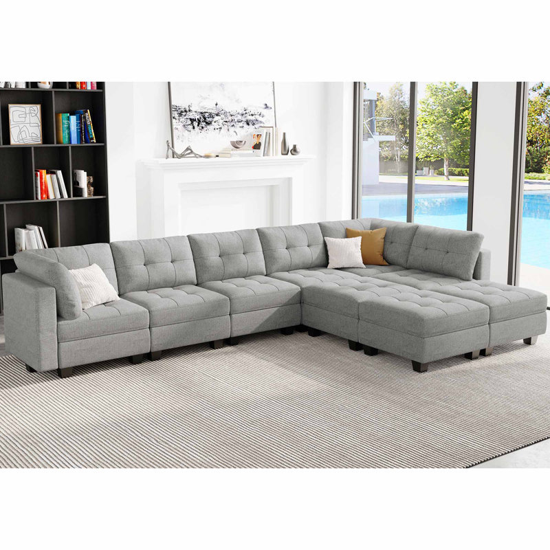 Canapé de salon Ashbury Ivery, Polyester gris clair