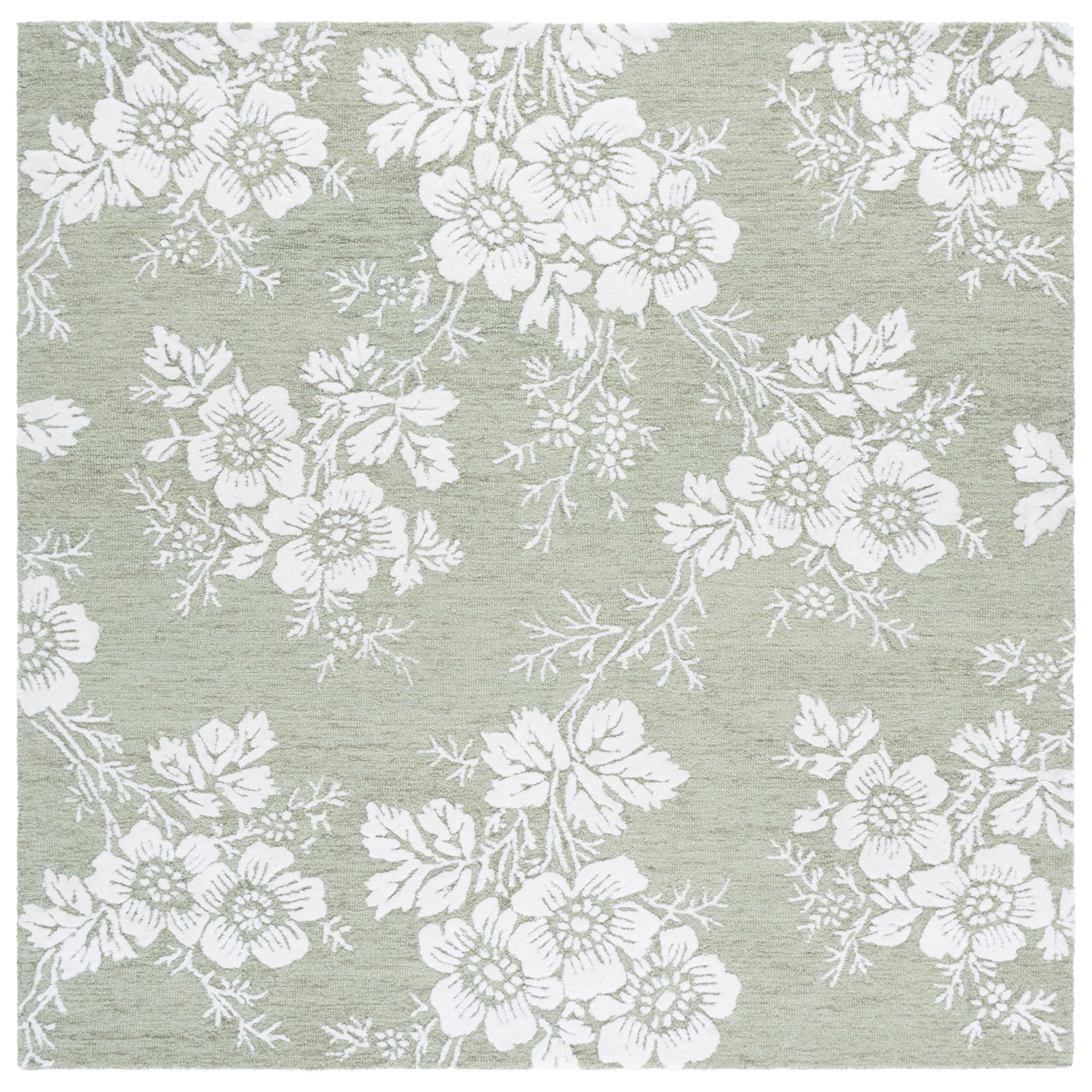 Hand-Tufted Wool Floral Rug, Square 6'