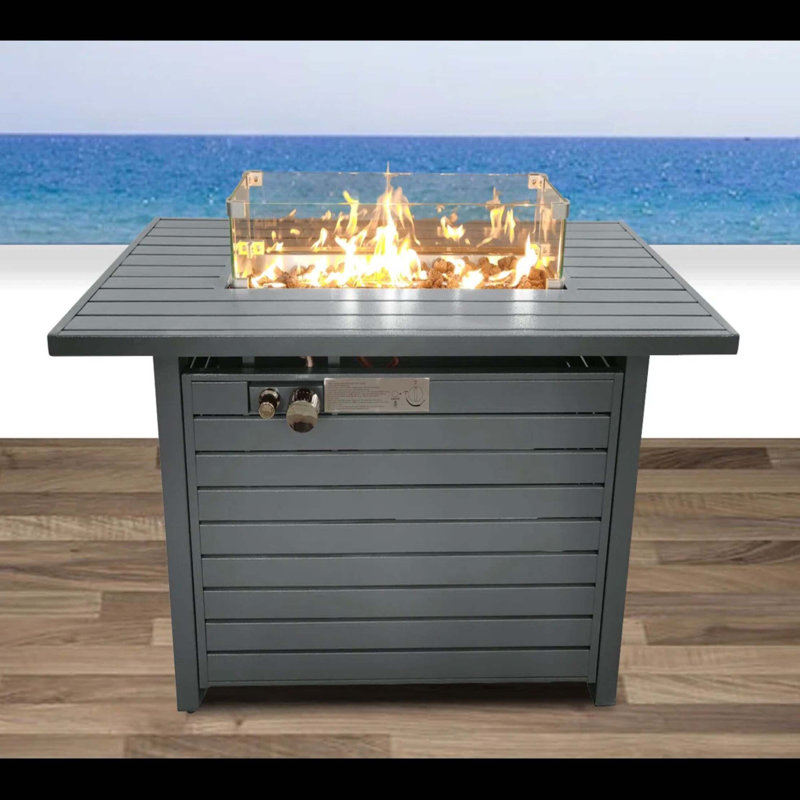 Steel Propane Fire Pit Table with Lid