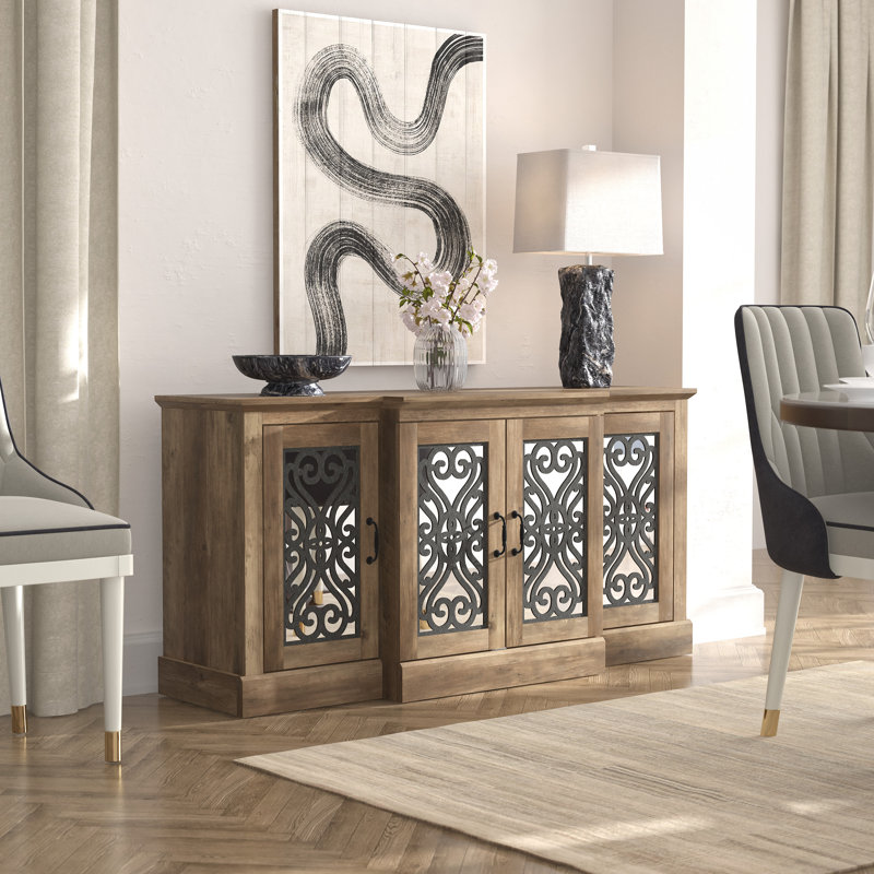 Ariba Traditional 60.4"W Wide Accent Sideboard, Brown
