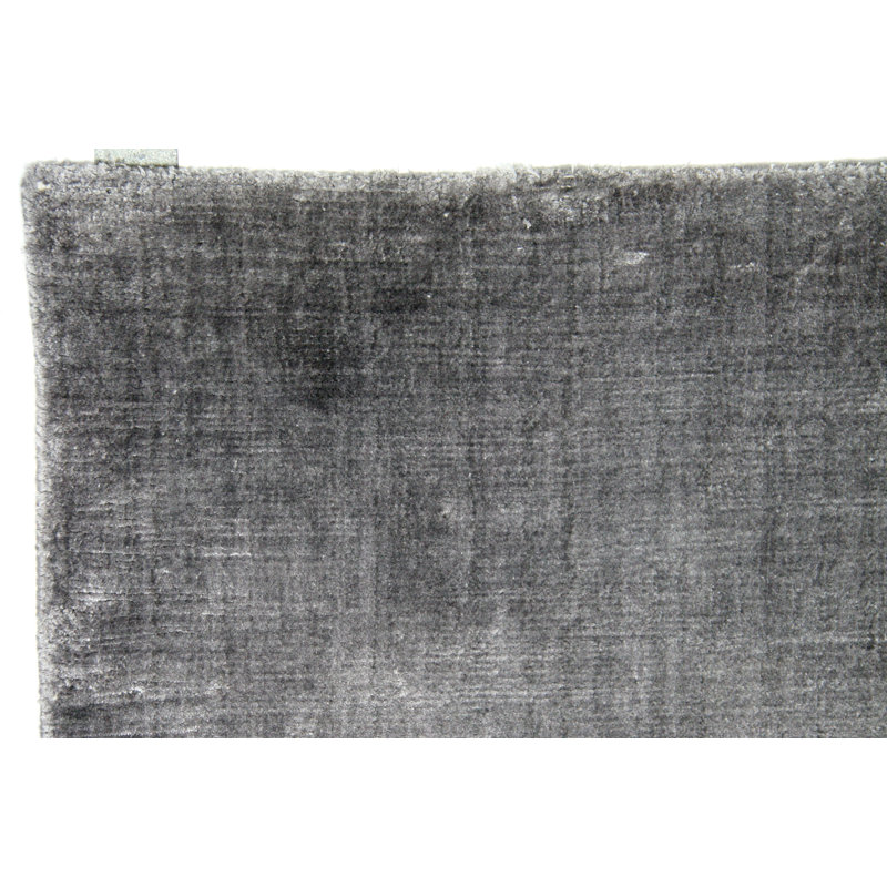 Tapis unique en viscose noué à la main gris foncé / gris clair de 10 pi x 14 pi