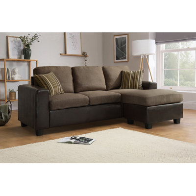 Ouasse 80" Transitional Faux Leather Reversible Sofa & Chaise
