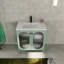Meuble-lavabo autoportant de 30 pouces avec lavabo en céramique et armoire de salle de bain moderne en acier et menthe
