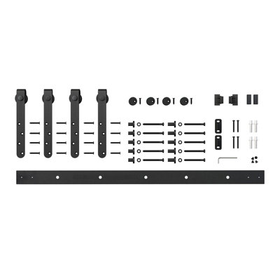 Solid Steel Mini Sliding Rolling Barn Door Hardware Kit for Double Wood Doors