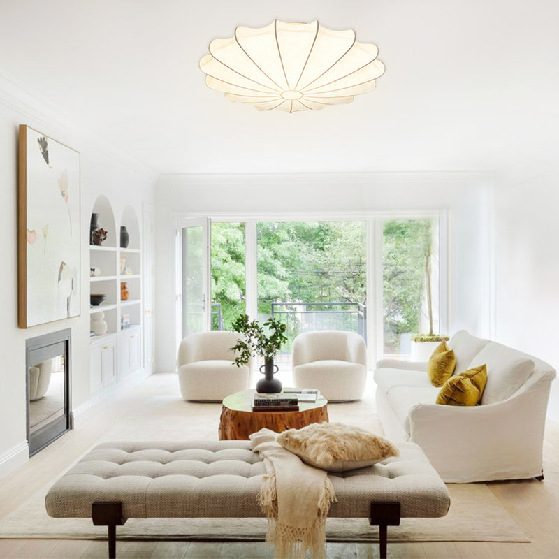 Aneve Silk Flush Mount - Modern 3-Light Seashell Design