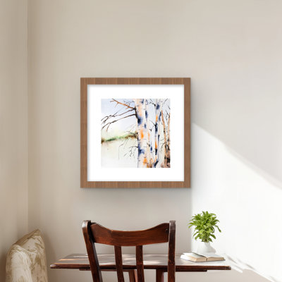 Birchs Trunks - Living Room Trees, impression encadrée avec passe-partout