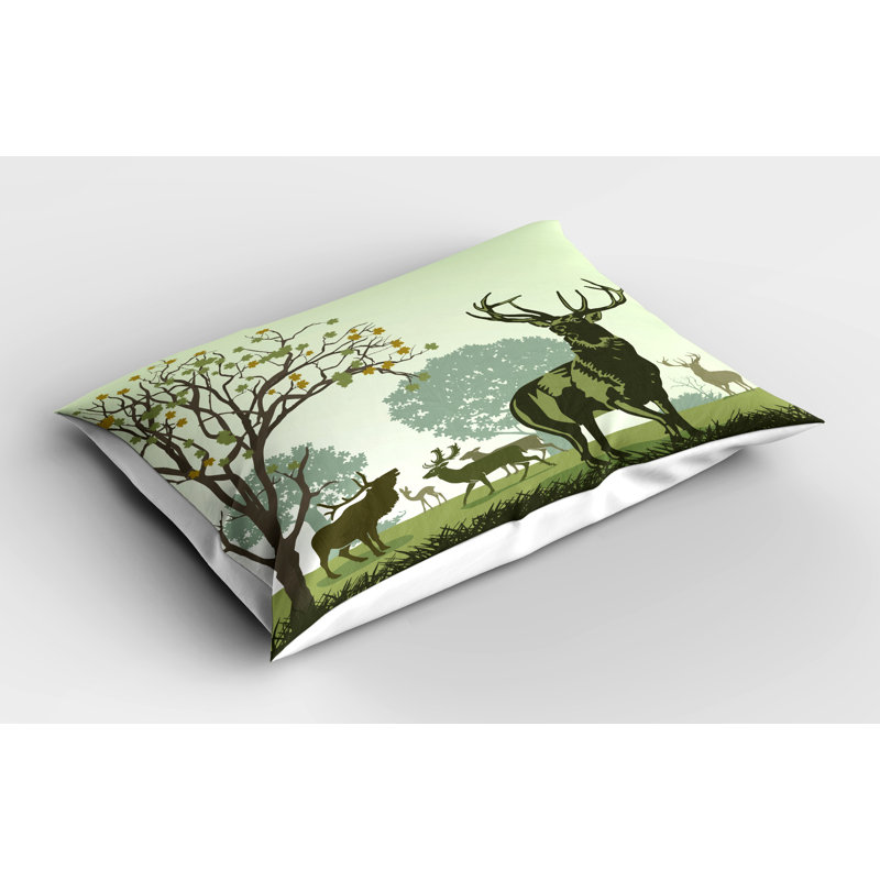 Pillowcase, Deer and Nature Park, Green