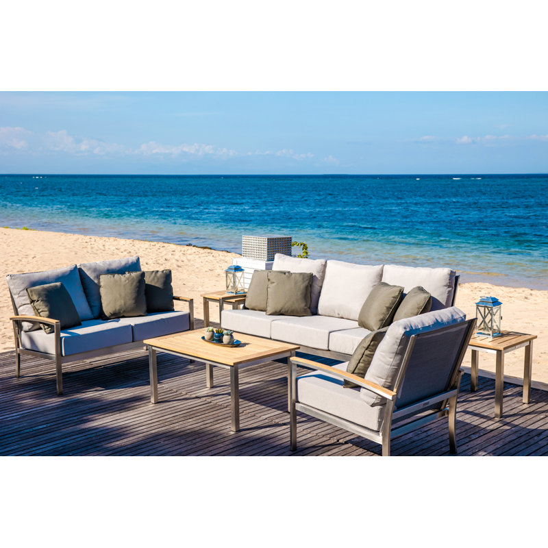 Avanti Teak Stainless Steel Outdoor Rectangle Coffee Table 40"