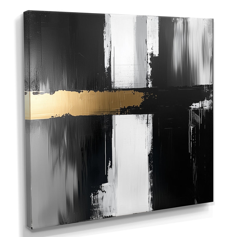 «Nyha Abstract Golden Drift Of The Dark Side IV», art mural moderne transitionnel abstrait, H 16 po x l 16 po, Toile tendue