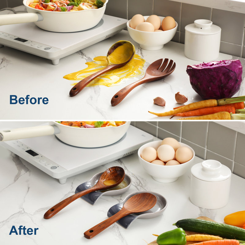 Bone China Spoon Rest, Grey