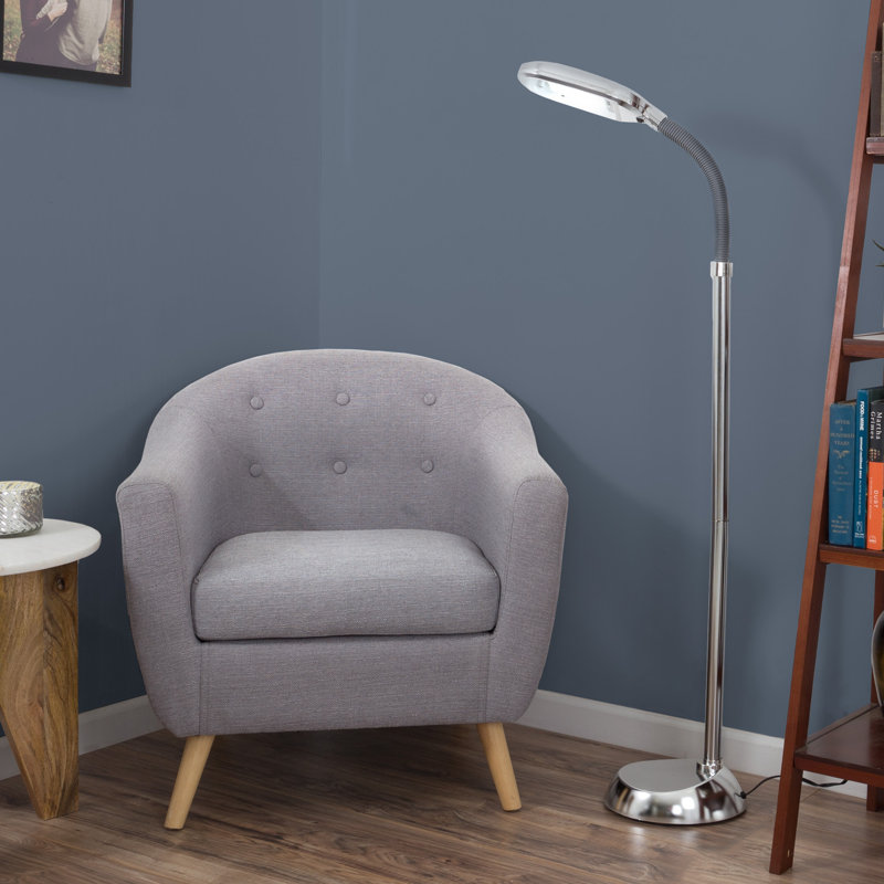 Adjustable Silver Arc Floor Lamp with Gooseneck