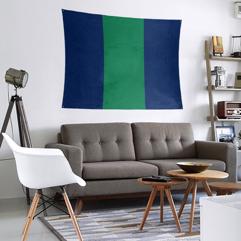 Tapisserie de polyester Vancouver, H 68 po x l 80 po, Bleu / vert / bleu