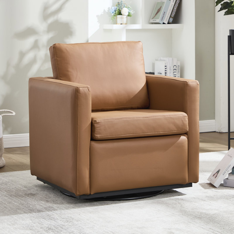 28.5" Wide Modern Soft Linen Upholstered Accent Chair with Swivel
