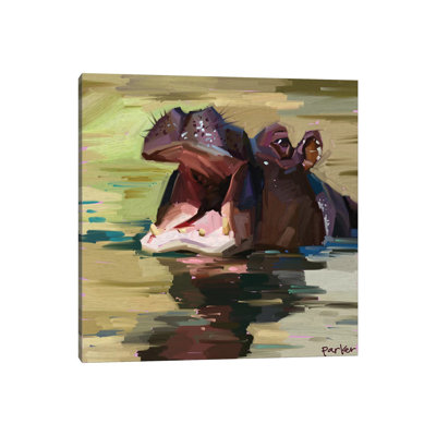 Purple Hippo 1 Piece Wrapped Canvas Painting