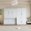 Grand lit escamotable mural avec placard, blanc