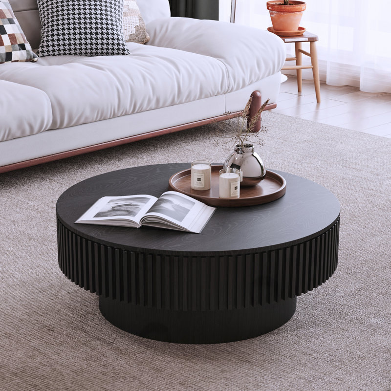 Table basse ronde avec rangement, Noir