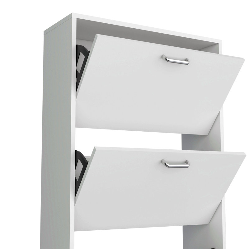 Range-chaussures, 3 portes, 3 tablettes, Blanc
