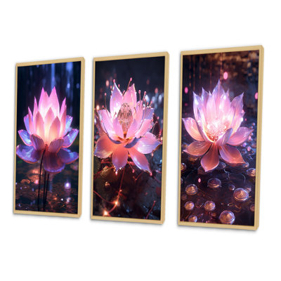 «Light Coming Through Pink Lotus», 3 pièces sur toile