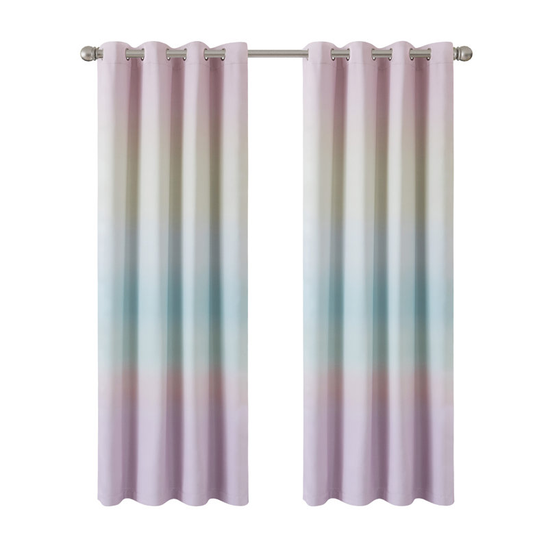 Ombre Room Darkening Grommet Panel Pair(2 Panels), 52" W x 84" L, Rainbow