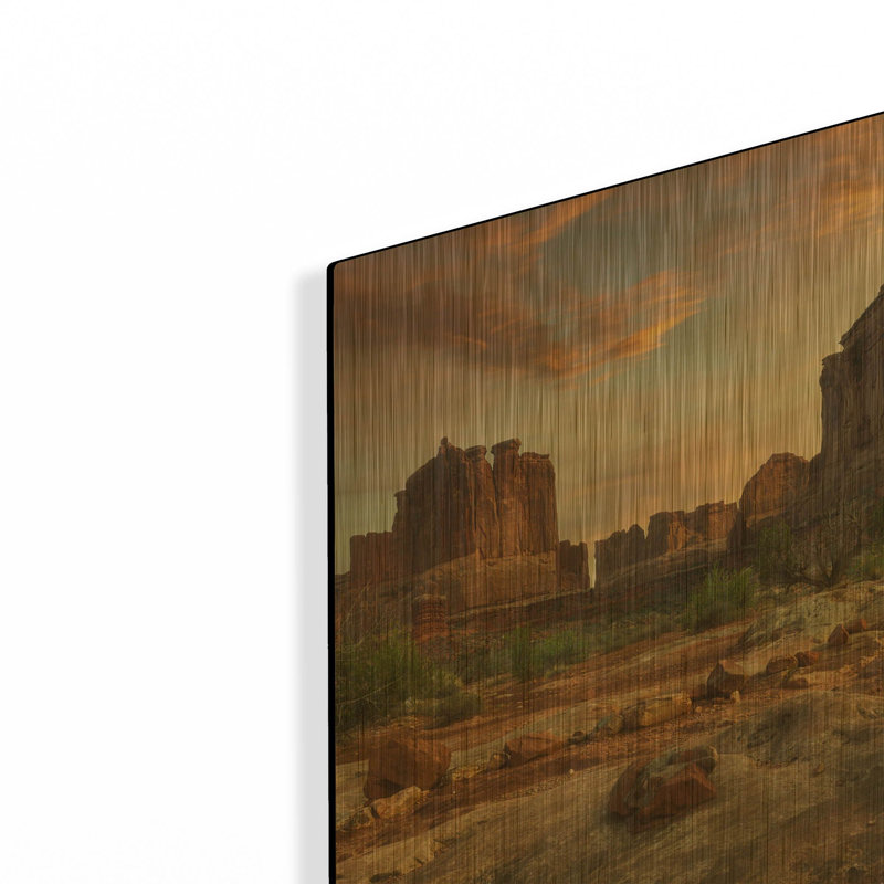 « Coucher de soleil sur Park Avenue - Parc national des Arches », par Darren White, tableau mural en métal doré, 40,6 x 61 cm