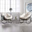 Chaise berçante en osier avec structure en métal-385651357