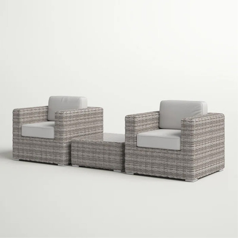 Ensemble de sièges pour 2 personnes en osier de rotin entièrement assemblés avec coussins