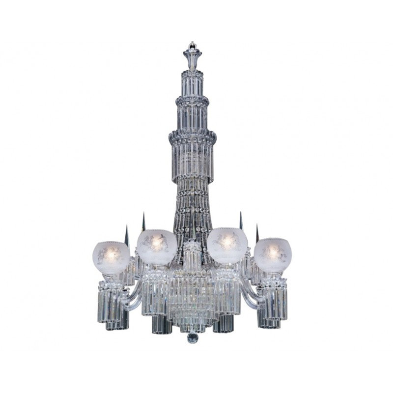 Lustre Victorian, Laiton poli, H 56 po x l 28 po x P 28 po, Couleurs mélangées