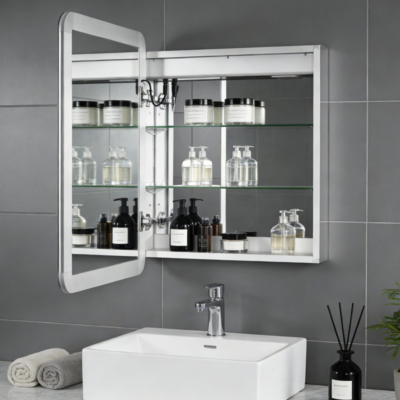 Pharmacie rectangulaire à DEL avec miroir, 22 po x 28 po, Rectangulaire