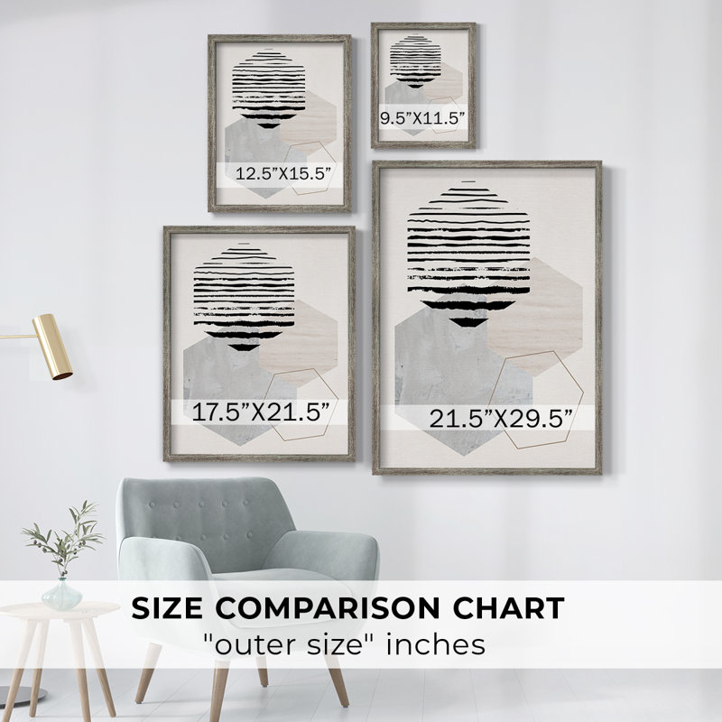 Hexagonal Display II Framed Print - Solid Wood, 11" H x 9" W