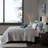 Luxurious Navy Bedding Sets, Jacquard Quilt, Transitional Style