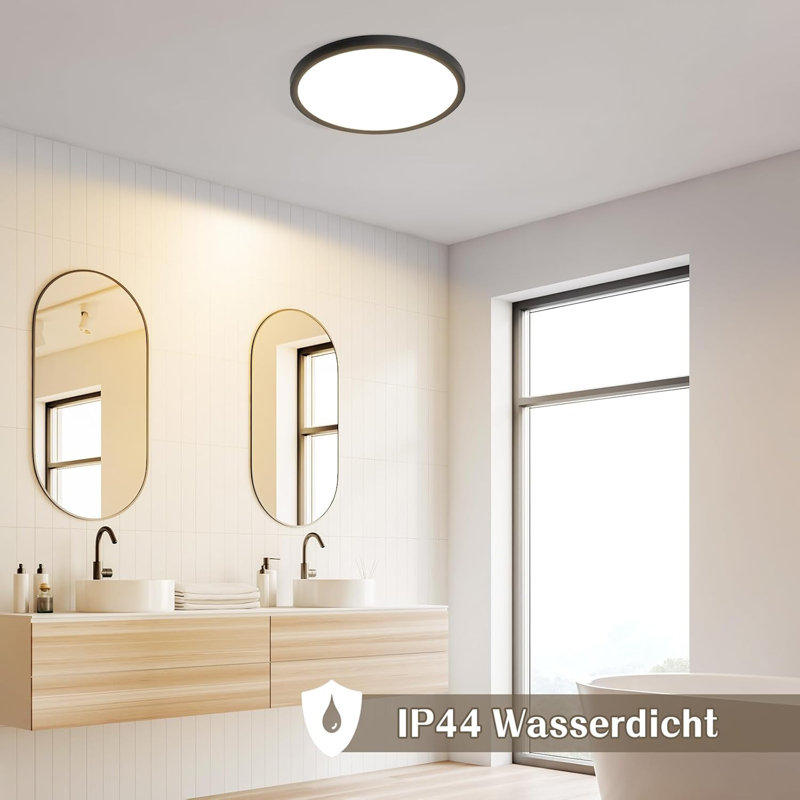 LED Semi Flush Mount, Black, 3000 Kelvins