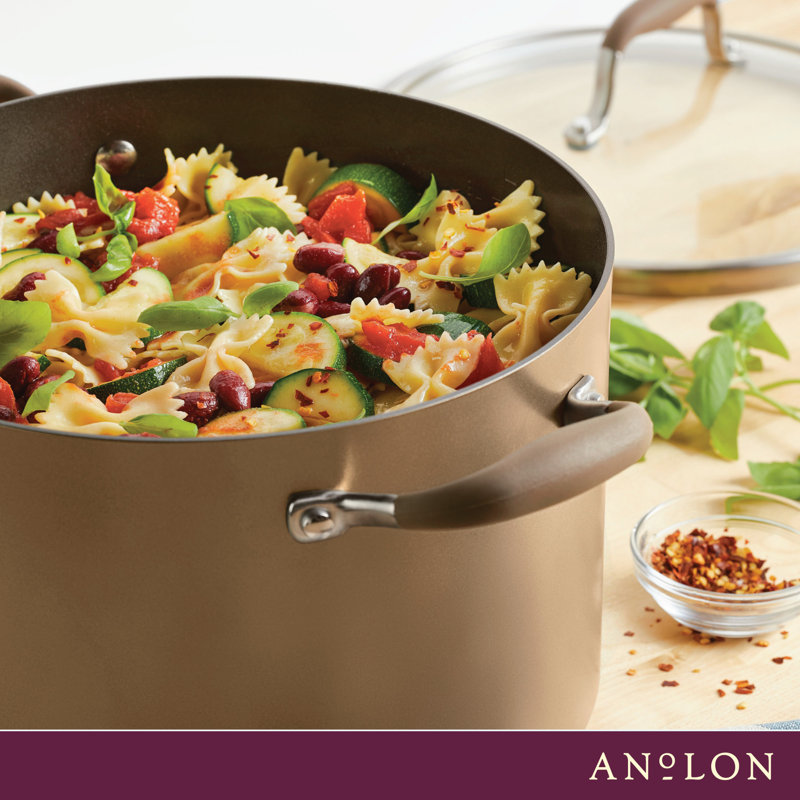 Anolon Advanced Home Hard Anodized Nonstick Stockpot With Lid, 10 Quart, Bronze