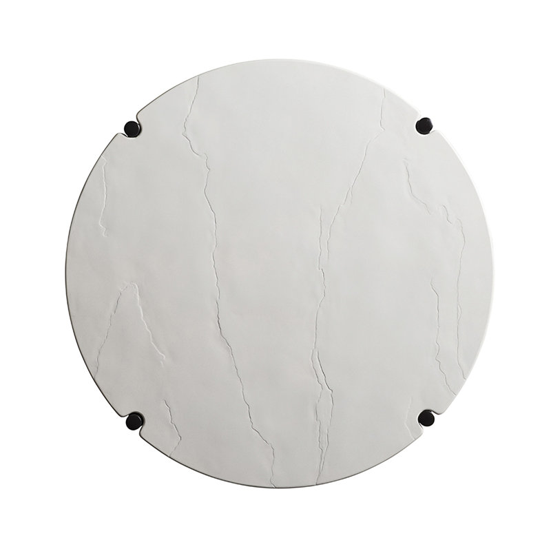 Pavlova Transitional 44" Black Round Coffee Table with Limestone Top