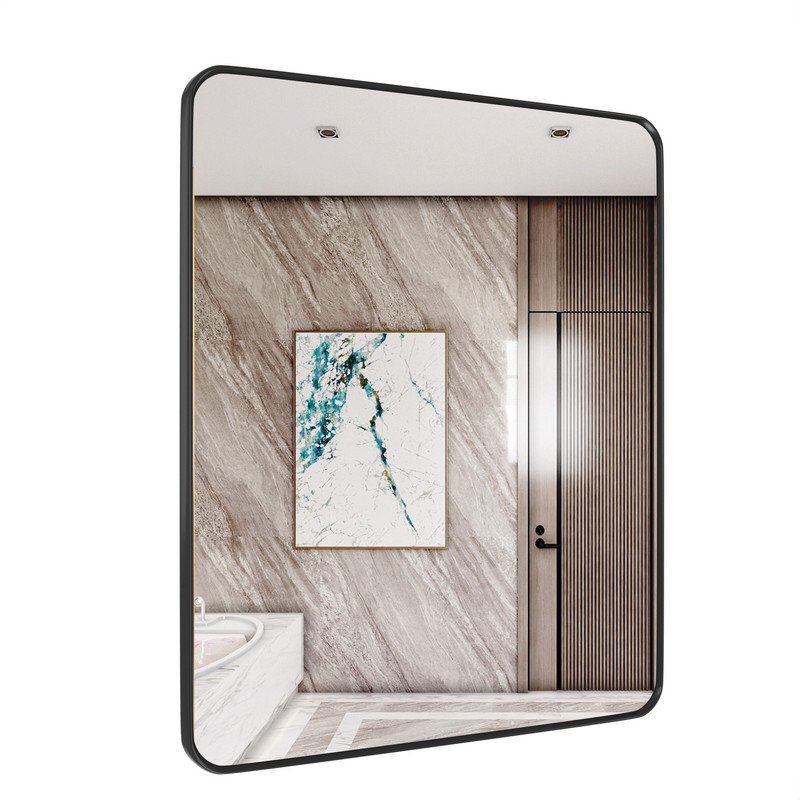  Miroir mural de salle de bain 30 po x 40 po, miroir mural rectangulaire pour évier, 30 po x 40 po, Structure noire