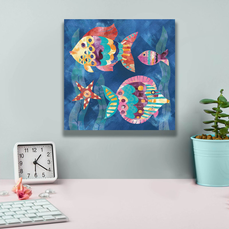 Toile épique Graffiti «Boho Reef Fish 2» par Wild Apple Portfolio, 12 po x 12 po, H 12 po x l 12 po