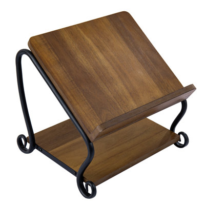 Deluxe Solid Wood Cookbook Display Rack with Shelf