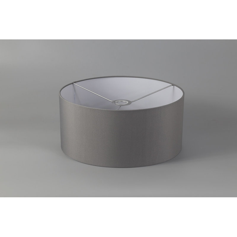 Cotton Drum Lamp Shade, Grey, 18cm H x 40cm W x 40cm D