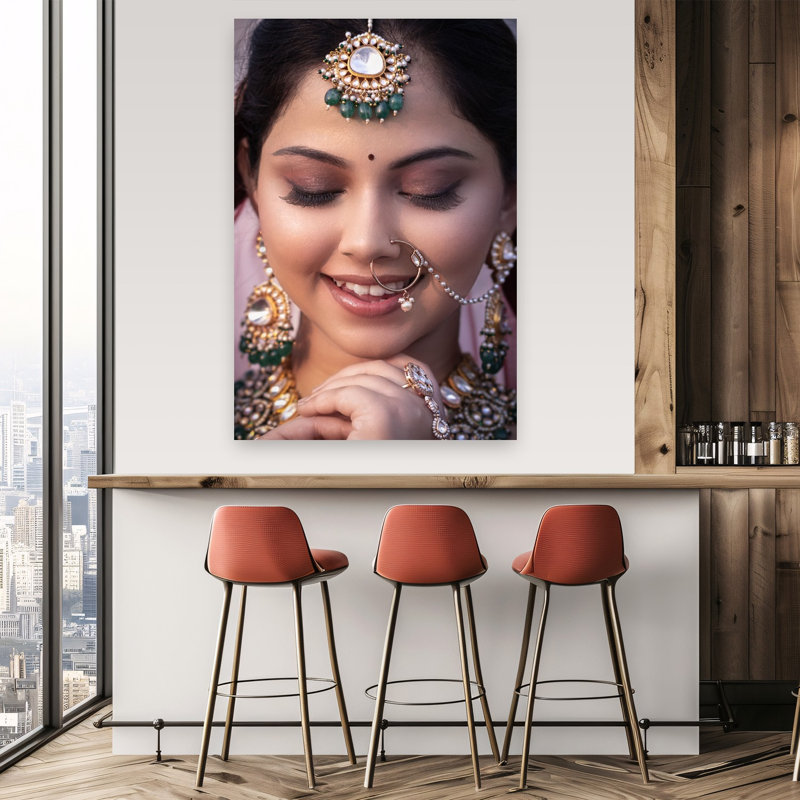 Serene Indian Bride Traditional Wall Art Print, 60" H x 40" W