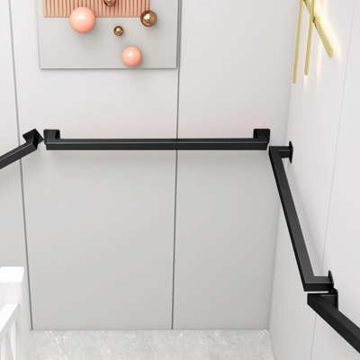 Square Tube Galvanized Steel Stair Handrail Modern Wall Mount Safety Support Grab Bar